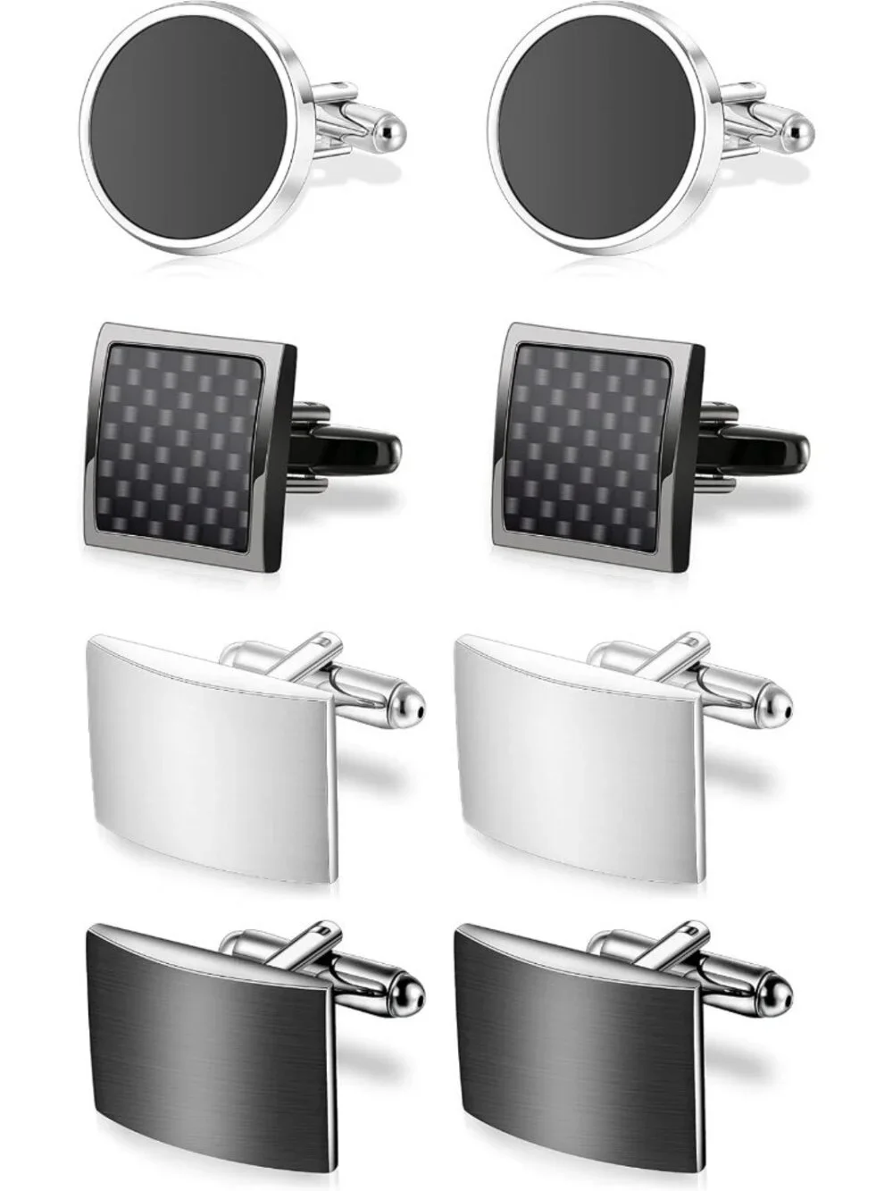 Unique Men's Cufflinks Set - 4 Pairs Stylish Accessories for Business & Groom